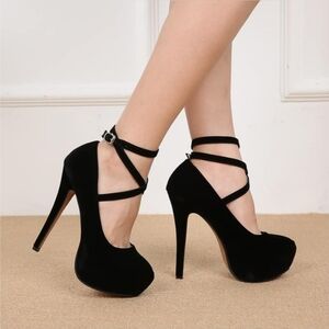 OCHENTA Women's Ankle Strap Platform Party Closed Toe Dress High Heels Pumps